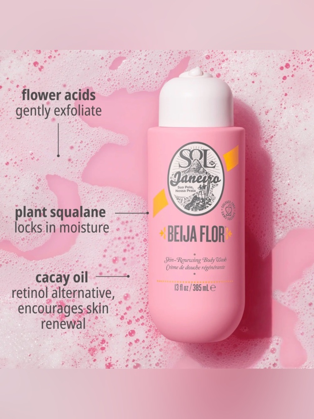 Sol de Janeiro Beija Flor Skin-Renewing Body Wash 13 Fl Oz Sealed NWT